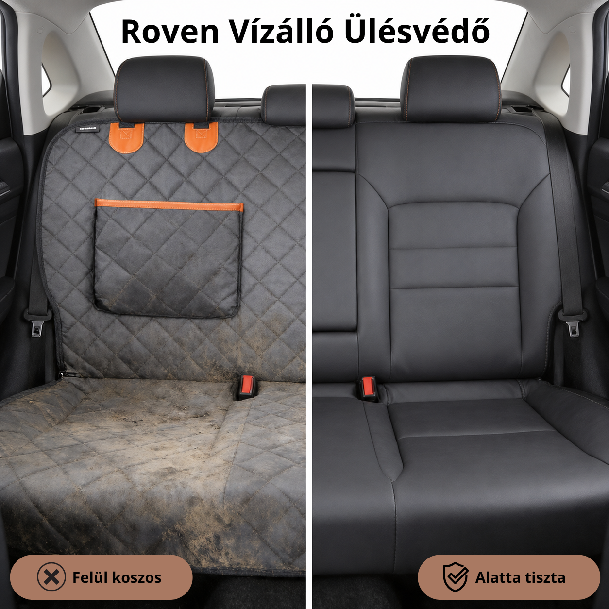 Roven Vízálló Univerzális Autóvédő Hátsó Ülésre és Csomagtartóba Kutyás Utazásokhoz