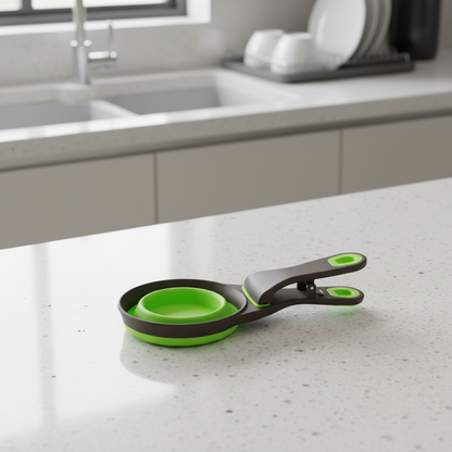 Scoopie Összecsukható Szilikon Adagolókanál Zacskózáró Csipesszel