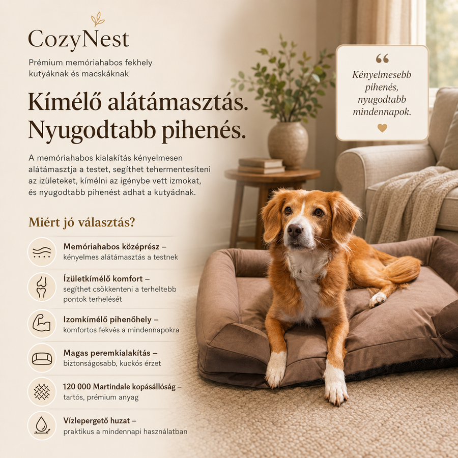 CozyNest memóriahabos kialakítás és kényelmes alátámasztás