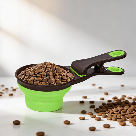 Scoopie Összecsukható Szilikon Adagolókanál Zacskózáró Csipesszel