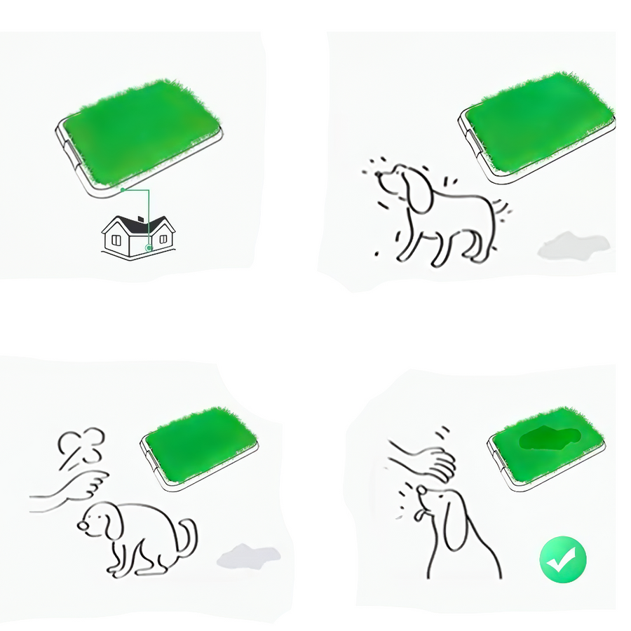 Illusztráció a kutya műfüves WC-hez szoktatásáról